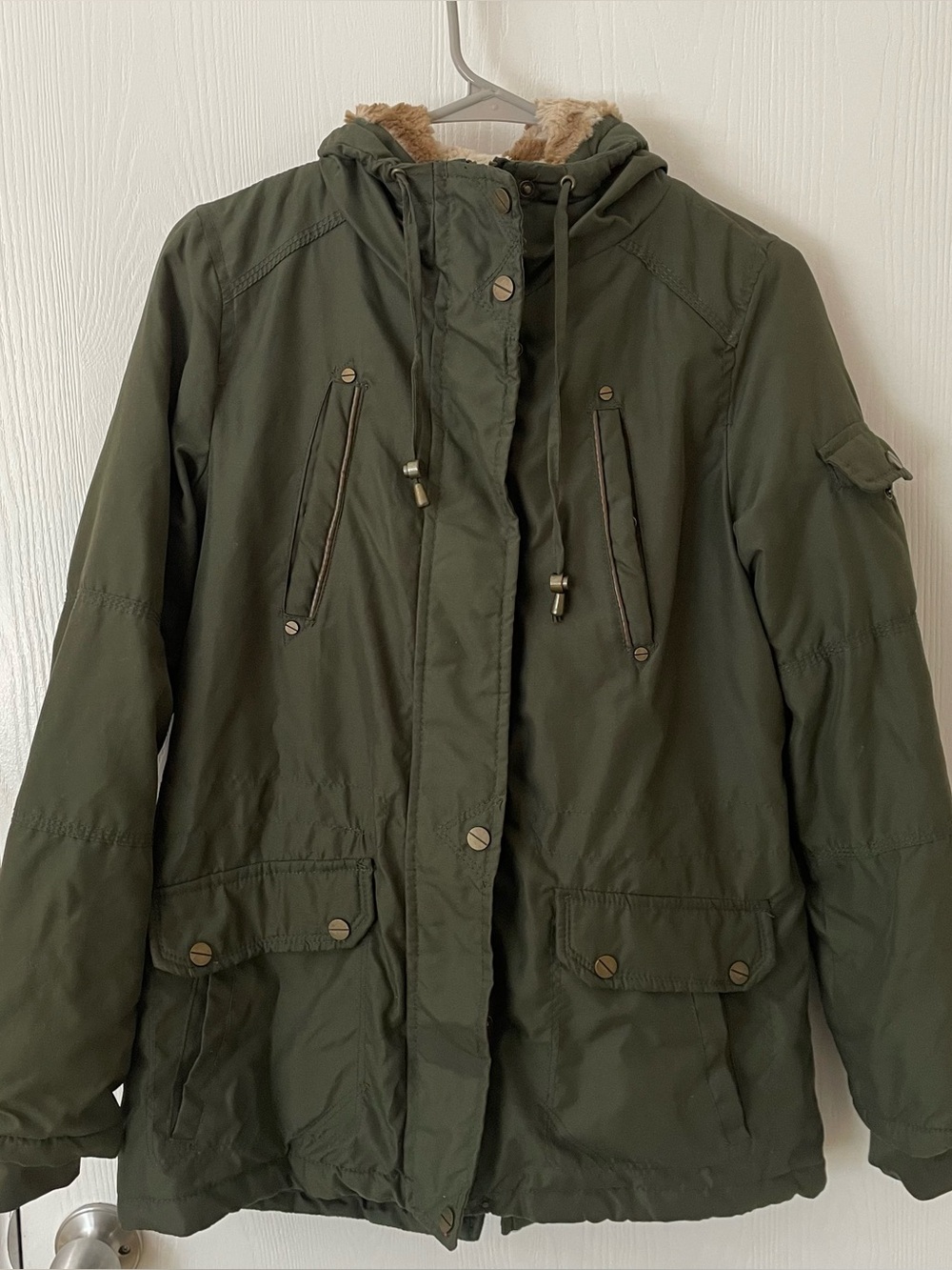 Women’s Olive Green Hooded Parka Jacket Size Small